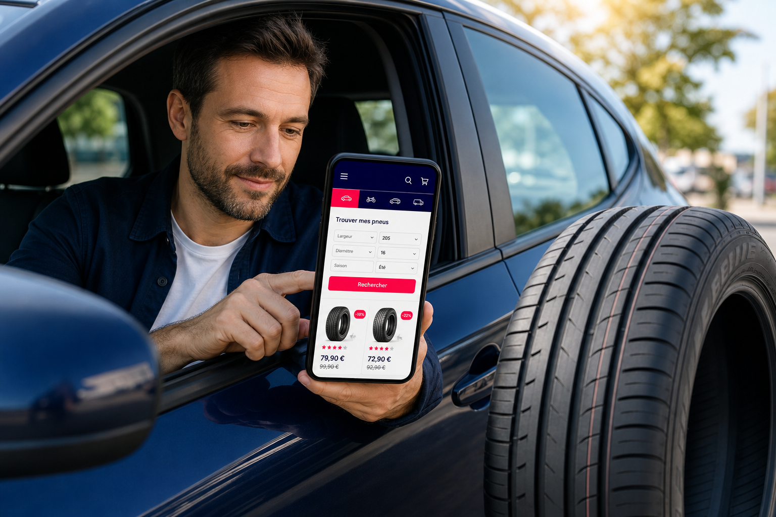 Commander ses pneus en ligne simplement, même depuis son téléphone