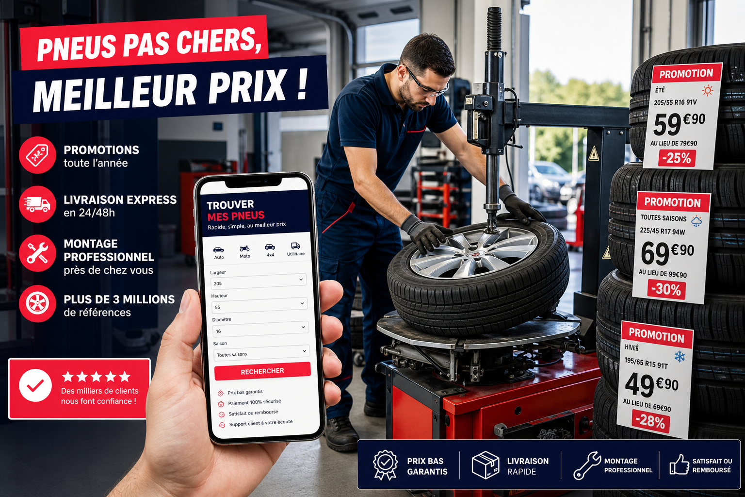 Pneus avec montage pas cher : la solution complète pour rouler serein