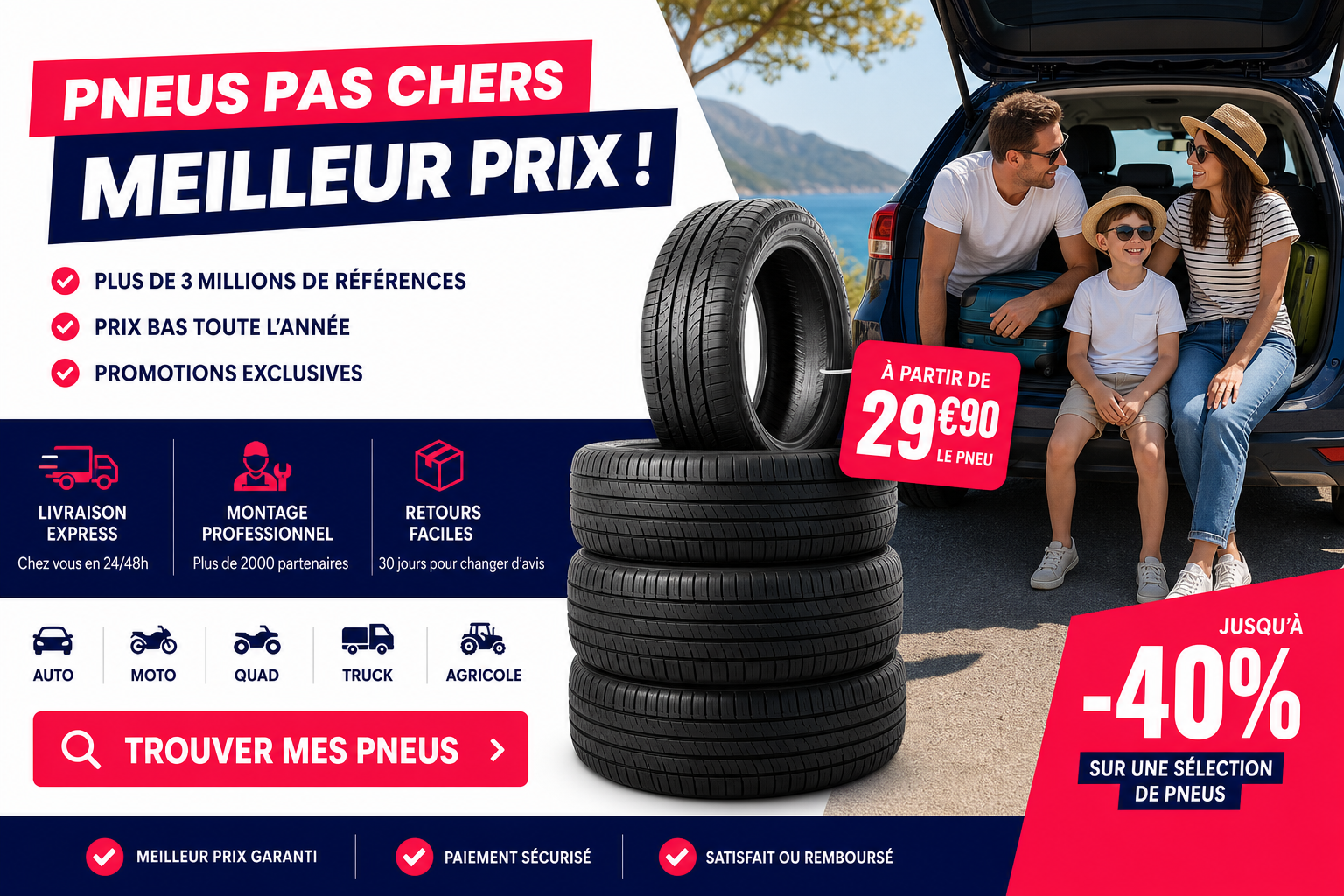 Pneus pas chers : meilleur prix, livraison rapide