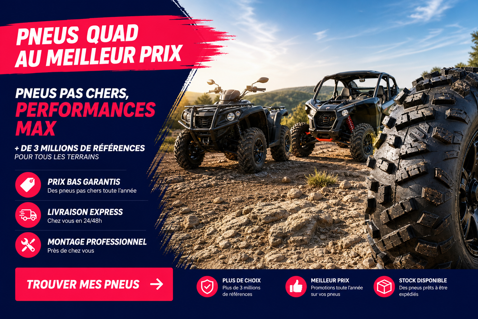 Acheter vos pneus quad au meilleur prix, sans perdre de temps